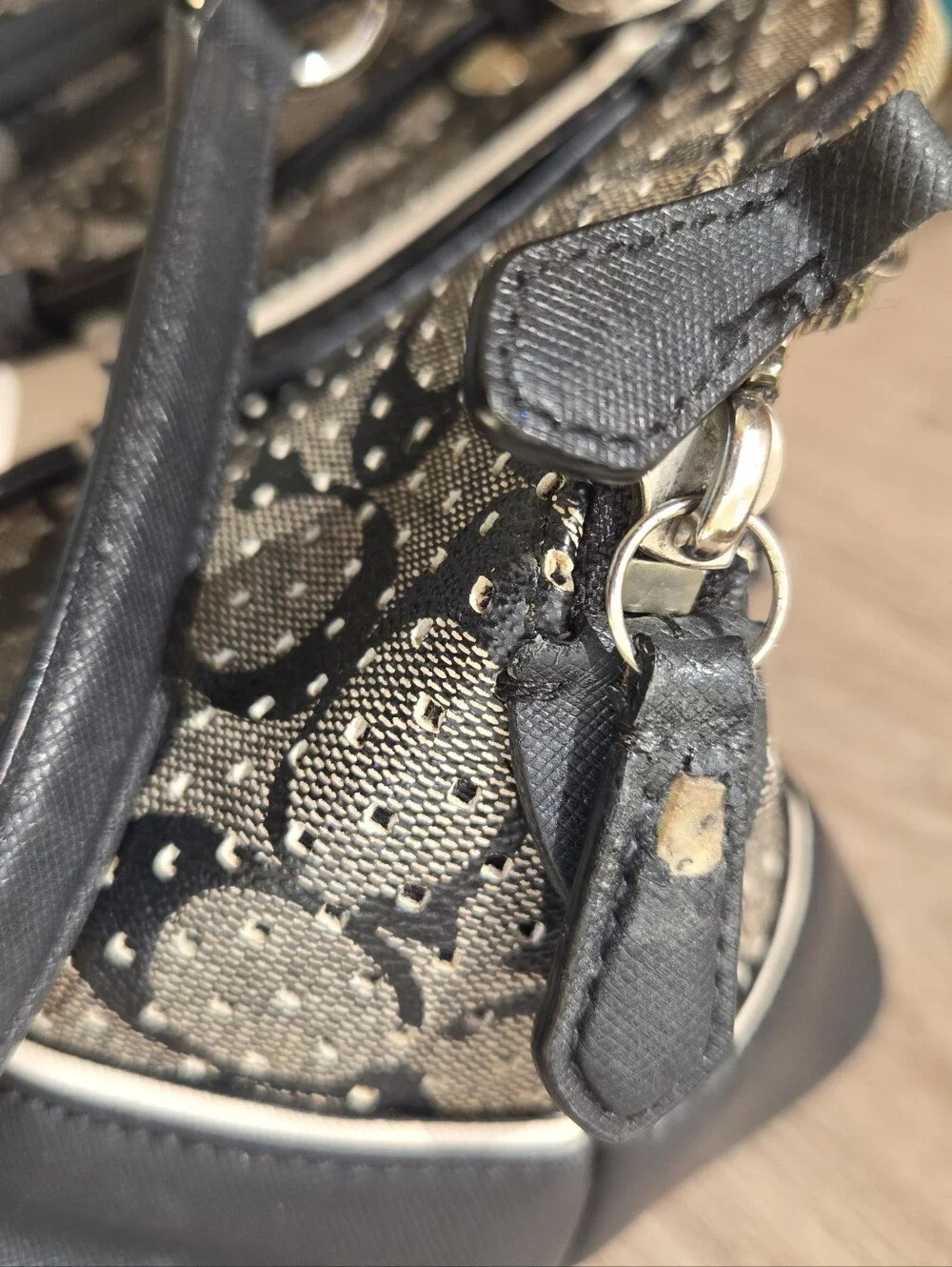 🖤 Coach Signature Dome Satchel | Black & Gray Monogram Crossbody Purse 👜✨